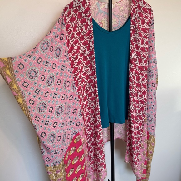 💜 Elizabeth Gillett Boho Patchwork Kimono Duster OS - Picture 6 of 7